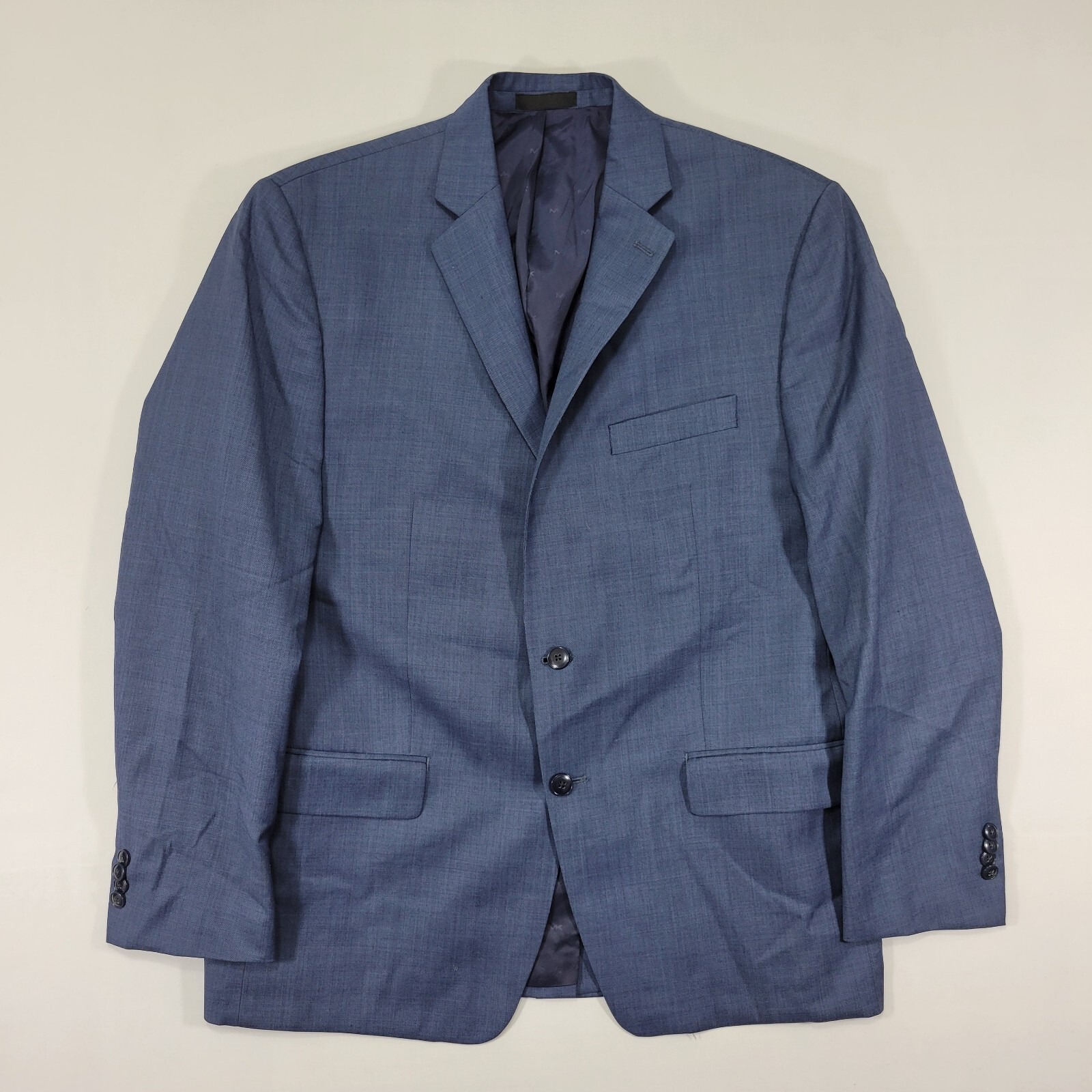 Michael Kors Mens Sport Coat Blazer Two Button Navy Sharkskin Wool Blend 44r New